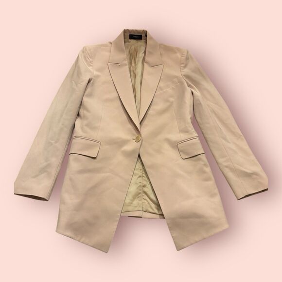 Theory Blazer womens Size 4 Dusty Pink Single Breast Career Formal Workwear - Picture 1 of 7
